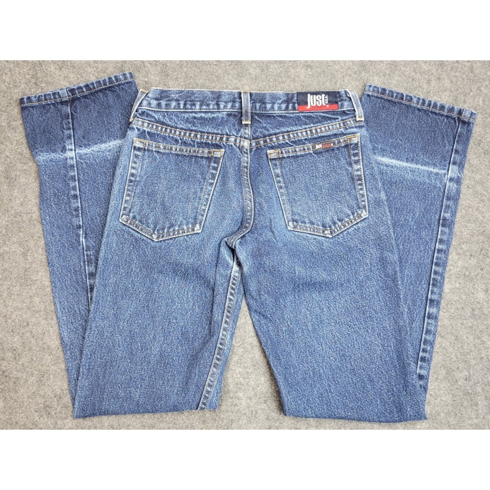 Just USA Jeans Womens 1 Blue Denim Medium Wash Flat Front Straight Leg Preppy